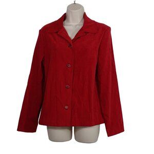 Vintage Y2K Briggs New York Red Button Up Shirt Jacket Women Size S Work Casual